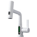 Modern white digital display brass basin faucet for bathroom