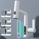 Modern white digital display brass basin faucet for bathroom