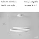 Modern white dimmable metal acrylic pendant ring light dining room