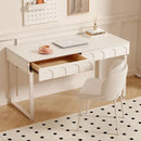 Modern white elegant writing desk with curved drawers for bedroom