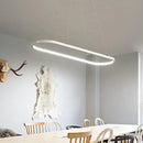 DecorBites™ Modern LED Restaurant Ceiling Fixture with Ellipse Metal Shade in Black/White, Warm/White Light