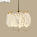 DecorBites™ Modern White Feather Hanging Chandelier for Living Room