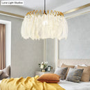 DecorBites™ Modern White Feather Hanging Chandelier for Living Room