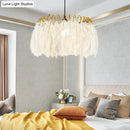 DecorBites™ Modern White Feather Hanging Chandelier for Living Room