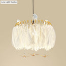 DecorBites™ Modern White Feather Hanging Chandelier for Living Room