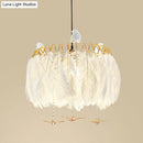 DecorBites™ Modern White Feather Hanging Chandelier for Living Room