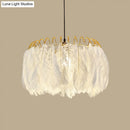 DecorBites™ Modern White Feather Hanging Chandelier for Living Room