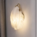 Modern white feather metal wall sconce bedroom lighting