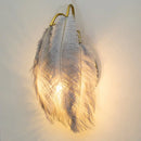 Modern white feather metal wall sconce bedroom lighting