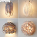 Modern white feather wall sconce – bedroom single bulb light