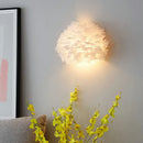 Modern white feather wall sconce – bedroom single bulb light