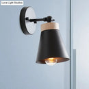 Modern white finish bedside sconce with wood accent bedroom wall lamp