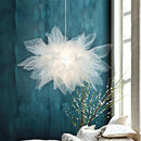 Modern white gauze flower pendant light bedroom chandelier