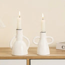 Modern white geometric ceramic candle holders living room decor