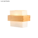 Modern white glass and wood wall light bedroom sconce
