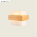 Modern white glass and wood wall light bedroom sconce