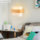Modern white glass and wood wall light bedroom sconce