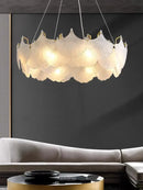 Modern white glass chandelier led circle pendant – dining room