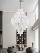 Modern white glass pendant lights dining room cascading chandelier