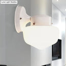 Modern white glass sconce light bedroom black & white mirror