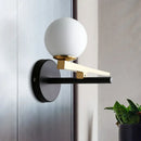 DecorBites™ Modern White Glass Sphere Wall Lighting with Gold LED - Single Light Wall Mounted Fixture