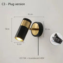 Modern white & gold adjustable nordic led wall lamp bedroom