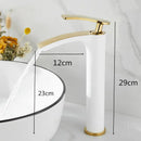 Modern white & gold ceramic brass bathroom basin faucet