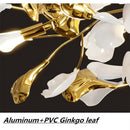 Modern white & gold ginkgo leaf led ceiling chandelier living room