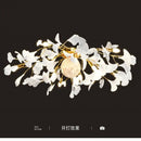 Modern white & gold ginkgo leaf led ceiling chandelier living room