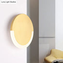 Modern white & gold round acrylic wall sconce bedroom warm white light