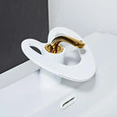Modern white & gold waterfall basin faucet bathroom sink mixer tap