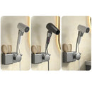 Modern white & gray wall mounted hair dryer bathroom storage rack