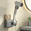 Modern white & gray wall mounted hair dryer bathroom storage rack