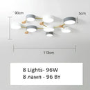 Modern white & gray wood ceiling chandelier living room light