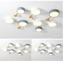 Modern white & gray wood ceiling chandelier living room light