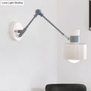 Modern white & grey adjustable wall sconce light bedroom fixture