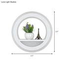 Modern white halo ring wall light with shelf for bedroom