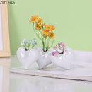 Modern white heart ceramic vase desk decor with artificial greenery