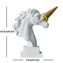 Modern white horse head sculpture with ice cream horn living room decor