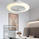 Modern white invisible blade led ceiling fan bedroom light
