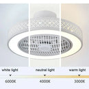 Modern white lattice led ceiling fan light bedroom chandelier