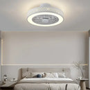 Modern white lattice led ceiling fan light bedroom chandelier