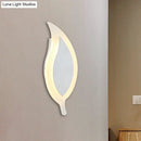 Modern white leaf wall lamp warm & white bedroom sconce