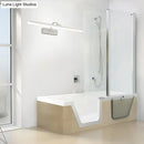 Modern white led bathroom vanity sconce with curved arm