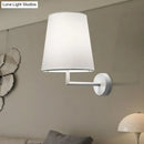 Modern white led cone wall mounted fabric sconce living room light
