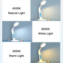 Modern white led desk lamp with digital screen for bedroom study