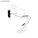 DecorBites™ Modern LED Vanity Lighting with Extendable Arm - White Metal Circle Design with Mobile Phone Support