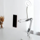 DecorBites™ Modern LED Vanity Lighting with Extendable Arm - White Metal Circle Design with Mobile Phone Support
