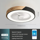 Modern white & light wood 52cm ceiling fan light – living room