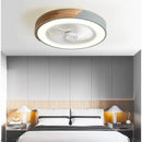 Modern white & light wood 52cm ceiling fan light – living room